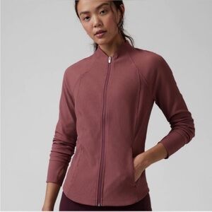 Athleta Ribbed Salutation Jacket in dusty pink size Large